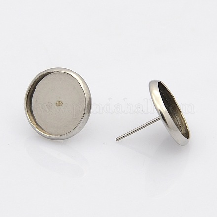 304 Stainless Steel Flat Round Stud Earring Settings STAS-N019-21-10mm-1