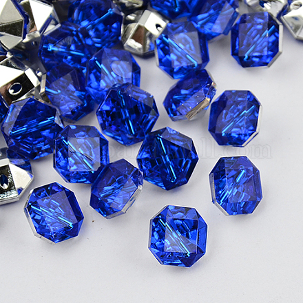 2-Hoyo botones de octágono de acrílico Diamante de imitación de Taiwán BUTT-F016-13mm-04-1
