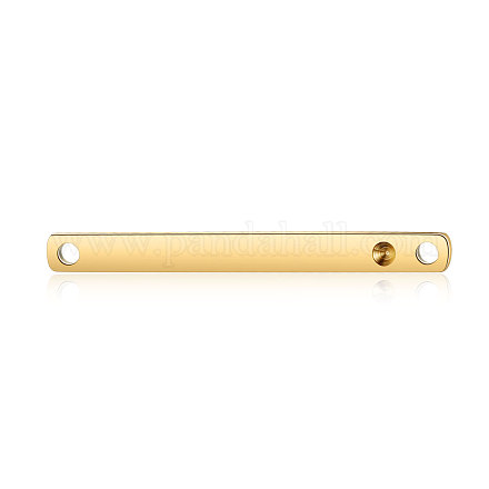 201ステンレス製のコネクタラインストーンのセッティング  尖ったバックラインストーン用  長方形  ゴールドカラー  1.5mmのラインストーンに適する  32x3x1.5mm  穴：1.5mm STAS-S105-T609D-2-1