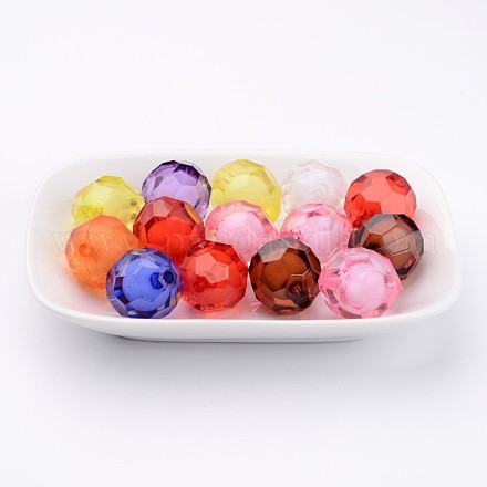 Mixed Color Faceted Round Transparent Acrylic Beads X-TACR-S113-20mm-M-1