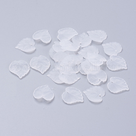 Transparent Frosted Acrylic Leaf Pendants X-PL591-1-1