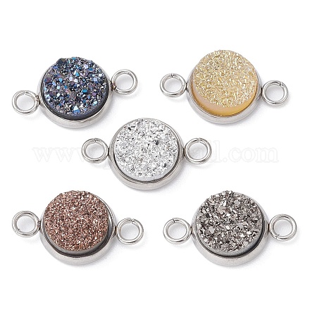 Resin Imitation Druzy Agate Connector Charms PALLOY-JF02189-02-1