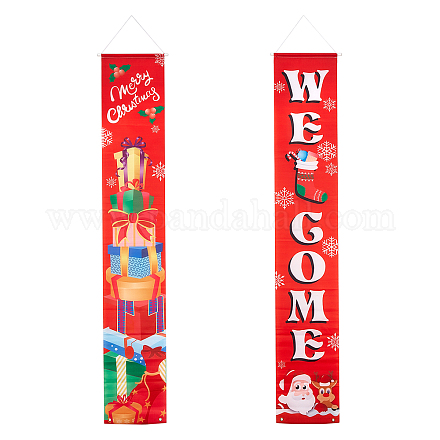 Cartello da appendere in poliestere per decorazioni natalizie di benvenuto AJEW-WH0129-50-1