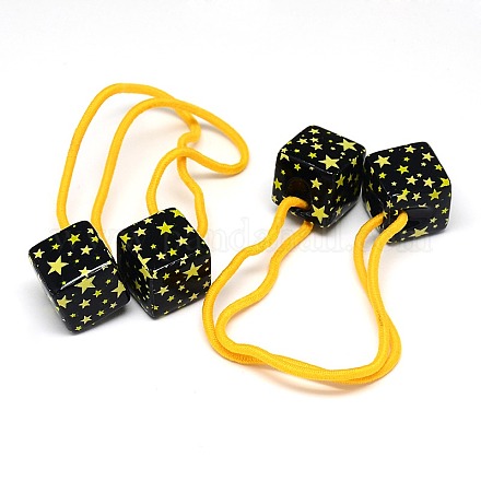 Girls Hair Accessories Ponytail Holder Resin Cube Bead with Star Elastic Fiber Hair Ties OHAR-O001-08E-1