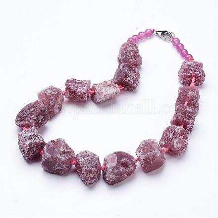 Fraise naturelle colliers de perles de quartz NJEW-G924-02-1