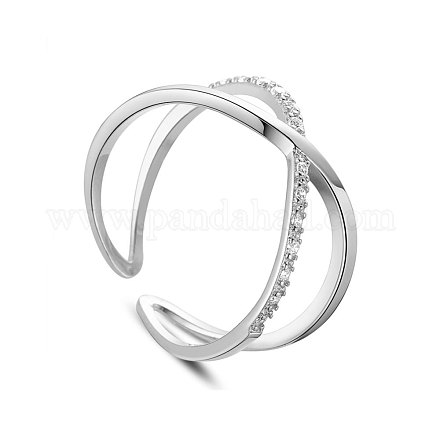 TINYSAND Adjustable Sterling Silver Cubic Zirconia Cuff Finger Rings TS-R294-S-1