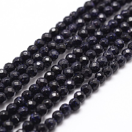 Chapelets de perles en pierre d'or bleue synthétique X-G-D840-14-6mm-1