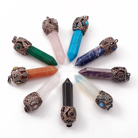 Natural & Synthetic Mixed Gemstone Big Pointed Pendants G-I278-01R-1