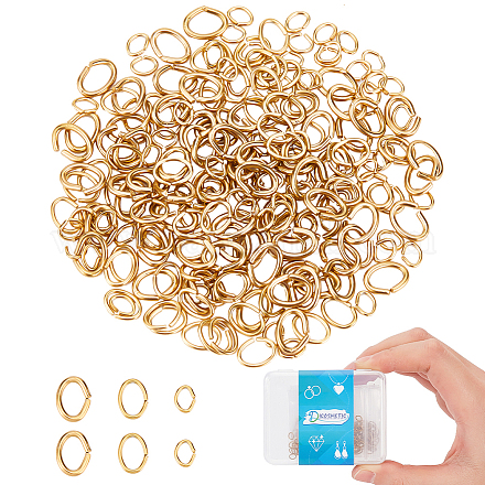 DICOSMETIC 210Pcs 3 Sizes Oval Jump Rings 2/3mm Golden Open Jump Rings Round Connector Rings Stainless Steel Jump Rings Oval Split Rings Jewelry Findings for Earring Jewelry Making STAS-DC0011-93-1