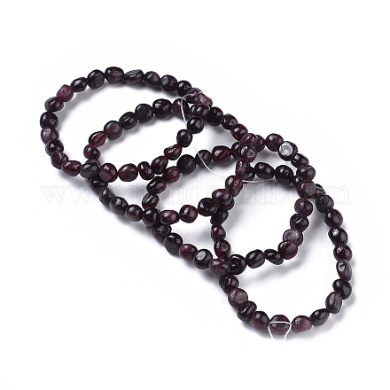 Natural Garnet Bead Stretch Bracelets BJEW-K213-26-1