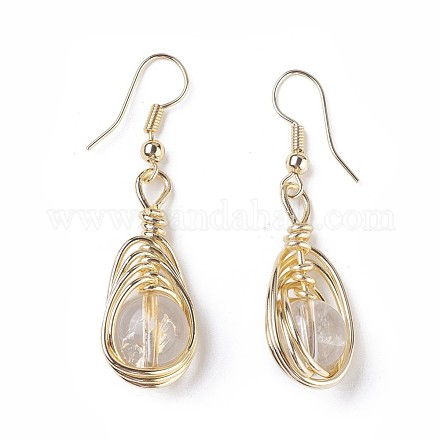 Natural Quartz Crystal Dangle Earrings EJEW-F223-06C-1