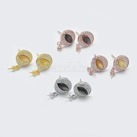 Accessoires de clous d'oreilles en 925 argent sterling avec micro pavé zircone cubique STER-F043-021-1