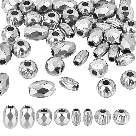 Unicraftale 40pcs 4 style 201 perles en acier inoxydable STAS-UN0045-25-1