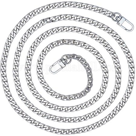 Replacement Purse Chain Strap Flat Iron Bag Chains Shoulder Straps Purse  Link Chains, With Metal Slide Hook Buckles For DIY Handbags Crafts, 47.2  Inch