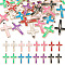 Pandahall 32Pcs 8 Colors CCB Plastic Pendants, with Enamel, Cross with Jesus Charm, Mixed Color, 42.5x25.5x3mm, Hole: 2.5mm, 4pcs/color