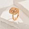 Brass Micro Pave Cubic Zirconia Adjustable Finger Rings for Women, Rectangle, Clear, 19x14mm, Inner Diameter: Adjustable
