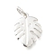 925 Sterling Silver Pendants, Silver, Leaf, 13x10.5x1mm, Hole: 3.8mm