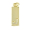 Brass Micro Pave Clear Cubic Zirconia Pendants, Real 18K Gold Plated, Rectangle, Letter J, 23.5x7.5x2mm, Hole: 3mm