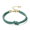 3MM Round Nylon Braided Cord Bracelet Making, Knot, with Golden 202 Stainless Steel Lobster Clasp & Brass Finding, Medium Turquoise, 6.69x0.39 inch(17x1cm)
