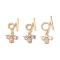 Golden Brass Micro Pave Cubic Zirconia Toggle Clasps, with Glass, Bee, Mixed Color, 23mm, Bar: 15x5mm, Hole: 1.2mm, Ring: 10.5x10x2mm, Hole: 1.2mm