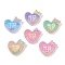 Opaque Resin Heart Cabochons, with Bowknot, Two Tone, Mixed Color, 19.5x22.5x9mm