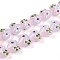 Handmade Lampwork Beads Strands, Heart with Flower, Pearl Pink, 14~15.5x15~15.5x9~10mm, Hole: 1.2mm, about 35pcs/strand, 19.29 inch(49cm)