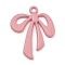 Alloy Pendant, Spray Painted,  Bowknot Charms, Pink, 33x26x2.5mm, Hole: 2.5mm