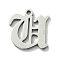 Non-Tarnish 201 Stainless Steel Pendants, Stainless Steel Color, Old Initial Letters Charms, Letter U, 19x18.5x1.6mm, Hole: 1.8mm