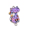 Alloy Enamel Connector Charms, Cat with Flower Pattern, Medium Purple, 28.5x15x1.5mm, Hole: 1.5mm