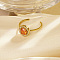 Stainless Steel Micro Pave Cubic Zircon Adjustable Open Cuff Rings for Women, Round, Real 18K Gold Plated, Orange, Round: 10.46mm