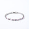 Brass Micro Pave Cubic Zirconia Slider Bracelets for Woman, Square, Pink, Inner Diameter: 6-3/4 inch(17cm)