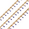 304 Stainless Steel Curb Chains, with Enamel Charms and Spool, Soldered, Ion Plating(IP), Golden, Mauve, Charm: 6x1.5x2mm, Link: 2x1.5x0.3mm, about 16.4 Feet(5m)/roll