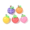 Fruit Opaque Resin Pendants, Mixed Shapes, with 201 Stainless Steel Loop, Mixed Color, 19.5~21x15.5~16x10~11.5mm, Hole: 2mm