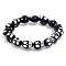 Resin Beaded Bracelets, Skull, Black, 7-1/8~7-1/2 inch(18~19cm)