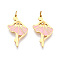 304 Stainless Steel Enamel Pendants, with Jump Ring & Rhinestone, Real 18K Gold Plated, Ballet Dancer Charm, Ion Plating(IP), Pink, 22x13x1.5mm, Hole: 2.5mm