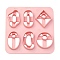 ABS Cookie Cutters, Rhombus/Oval/Round, Pink, 100x100mm