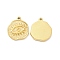 304 Stainless Steel Pendants, Textured, Flat Round with Eye, Golden, 21.5x19x2.5mm, Hole: 1.5mm