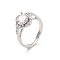 Brass Micro Pave Cubic Zirconia Rings, Round, US Size 6(16.5mm)