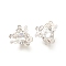 Brass Micro Pave Clear Cubic Zirconia Buttons, Long-Lasting Plated, Cadmium Free & Lead Free, Butterfly, Platinum, 16x10mm, Hole: 1.4mm