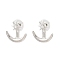 Women's Alloy Stud Earrings, Star & Moon Front Back Stud Earrings, Platinum, 20.5x20mm