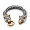 Wolf Viking 304 Stainless Steel Wheat Chain Bracelets for Men, Alloy Clasp, Antique Silver & Golden, 8-1/4 inch(21cm)