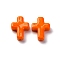 Handmade Lampwork Beads, Cross, Dark Orange, 26x19.5x7.5mm, Hole: 1.6mm