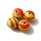 Silicone Beads, Round with Stripe Pattern, Orange Red, 15x15mm, Hole: 2mm