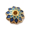 Multi-Petal Alloy Enamel Bead Caps, Cadmium Free & Lead Free, Golden, Flower, Royal Blue, 7.5x2mm, Hole: 1.4mm