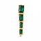 Brass Pave Cubic Zirconia Connector Charms, Cadmium Free & Lead Fre, Four Rectangle Links, Green, 31x6x3.5mm, Hole: 0.9mm