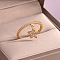 Brass Micro Pave Cubic Zirconia Finger Rings for Women, Golden, Star, 13x7mm, US Size 6(16.5mm)
