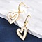 Heart Brass Micro Pave Clear Cubic Zirconia Dangle Stud Earrings, with Ear Nuts, with Shell, Cadmium Free & Lead Free, Rack Plating, Long-Lasting Plated, Real 18K Gold Plated, 36x16mm