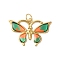 Rack Plating Brass Enamel Pendants, with Jump Ring, Cadmium Free & Lead Free, Long-Lasting Plated, Real 18K Gold Plated, Butterfly Charm, Light Salmon, 18x26.5x1.2mm, Hole: 3.5mm