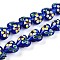 Handmade Lampwork Beads Strands, Heart with Flower, Blue, 14~15.5x15~15.5x9~10mm, Hole: 1.2mm, about 35pcs/strand, 19.29 inch(49cm)
