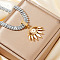 Eye Brass White Enamel Pendant Clear Cubic Zirconia Tennis Necklaces, Perfect for Parties, Golden, 15.75 inch(40cm)